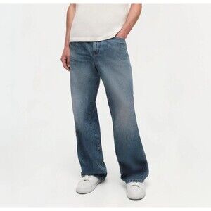 SIMKHAI Jeans Mens Size 38 Medium Vintage Wash POE Wide Leg Jean $345